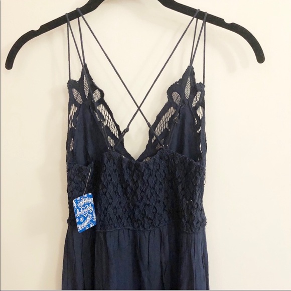 NWT Free People Adella Navy Blue Maxi Dress Small - Picture 7 of 8